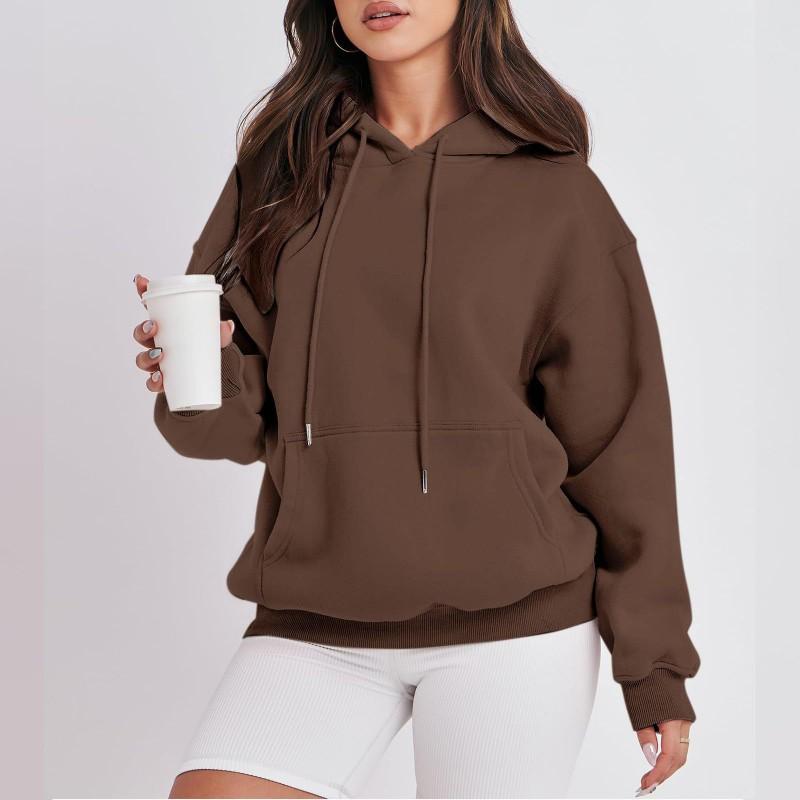 Womens Fleece Hoodie Thick Warm Printed Sweatshirt Casual Loose Fit Long Sleeve Hooded Top