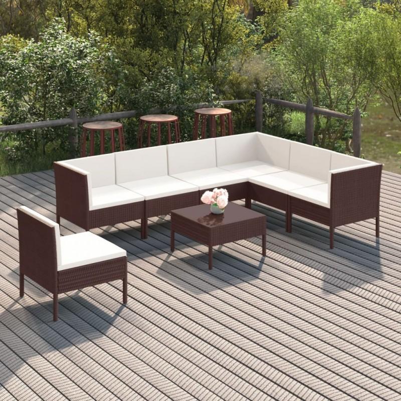Day and Night - Day and Night Garden Furniture Set 8 Pieces and Brown Synthetic Rattan Cushions