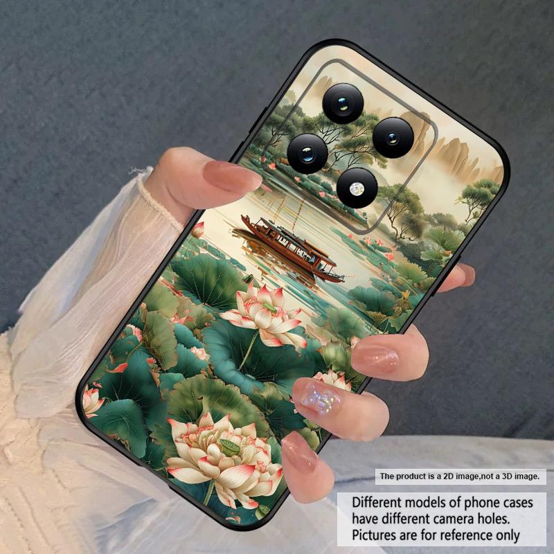 Корабль и Красный Лотос Для Xiaomi Poco X7 M7 Pro 5G M5 X4Pro 4 M6 4G C65 C75 F6 F5 X6 5 7 X5 F7 Ultra M5S M4Pro 5G мягкий чехол для телефона