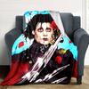 Edward Scissorhands Rose Art Flannel Blanket Super Soft Warm Cozy Blanket for Sofa Bed Office Travel All‑Season Home Decor Gift
