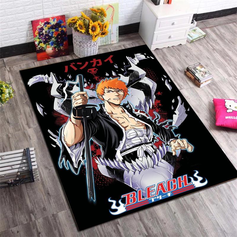 BLEACH Kurosaki Ichigo Bankai Area Rug Non Slip Rubber Back Floor Mat Washable Anime Carpet For Otaku Bedroom Home Decor