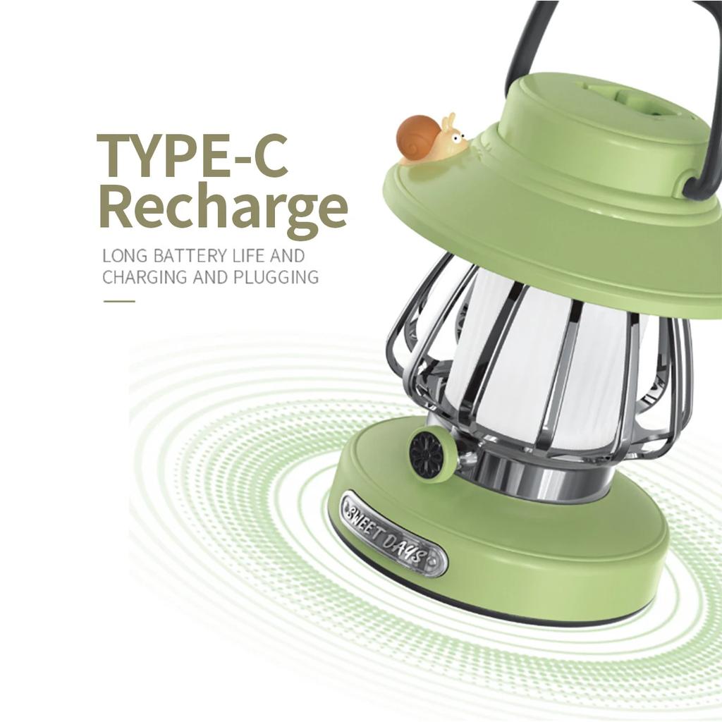 1pc Cartoon Snail Retro Portable Hanging Camping Night Lamp USB Charging Camping Light Decoration Light For Courtyard, Camping