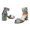 Big Plus Size 48 Women Snake Printing Sandals Zipper Block High Heels Ladies Summer Sandals
