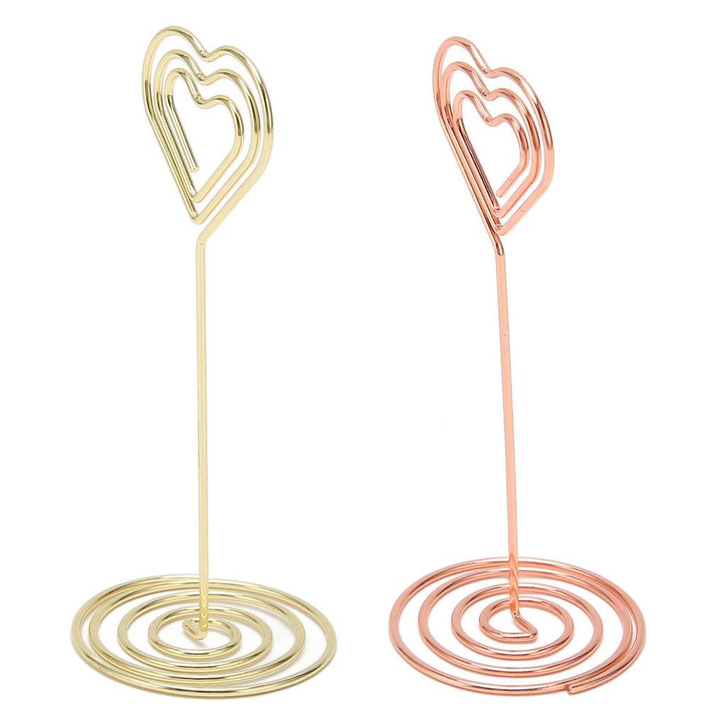 10 шт., многослойные подставки для номеров столов в форме сердца, устойчивое основание, гальванизированный металлический держатель для карточек 