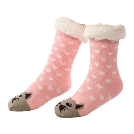 Christmas Floor Socks Thick Warm Non Slip Slipper Socks Cute Animal Fuzzy Socks with Gripper Fluffy Cuffs Gift for Christmas