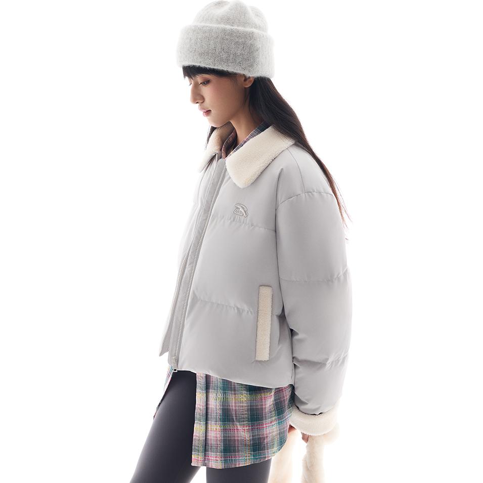 Anta Градиентный воротник-молния Удобная дышащая универсальная повседневная куртка-пуховик для женщин Верхняя одежда Cloud-Gray 962448904-1