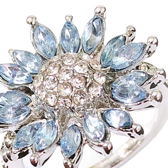 Женское свадебное кольцо с блестящим кубическим цирконием, инкрустированное сверкающим геометрическим украшением, белый аквамарин в форме подсолнуха