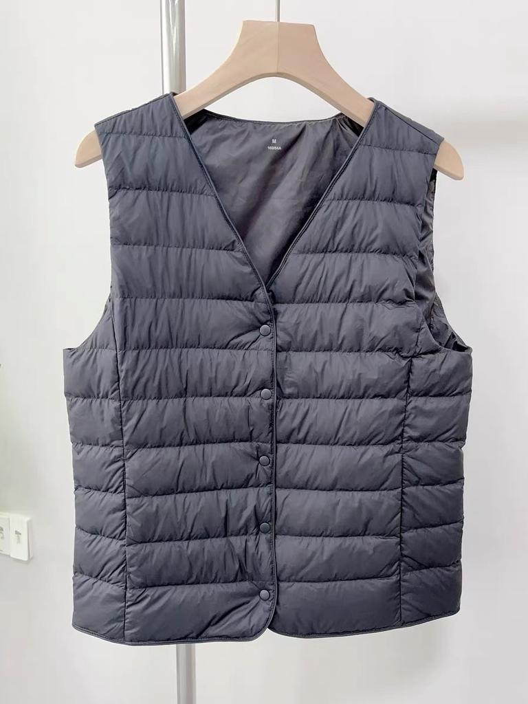 Женский пуховый жилет с подкладкой 90% белый утиный пух короткий жилет утолщенный теплый пуховик