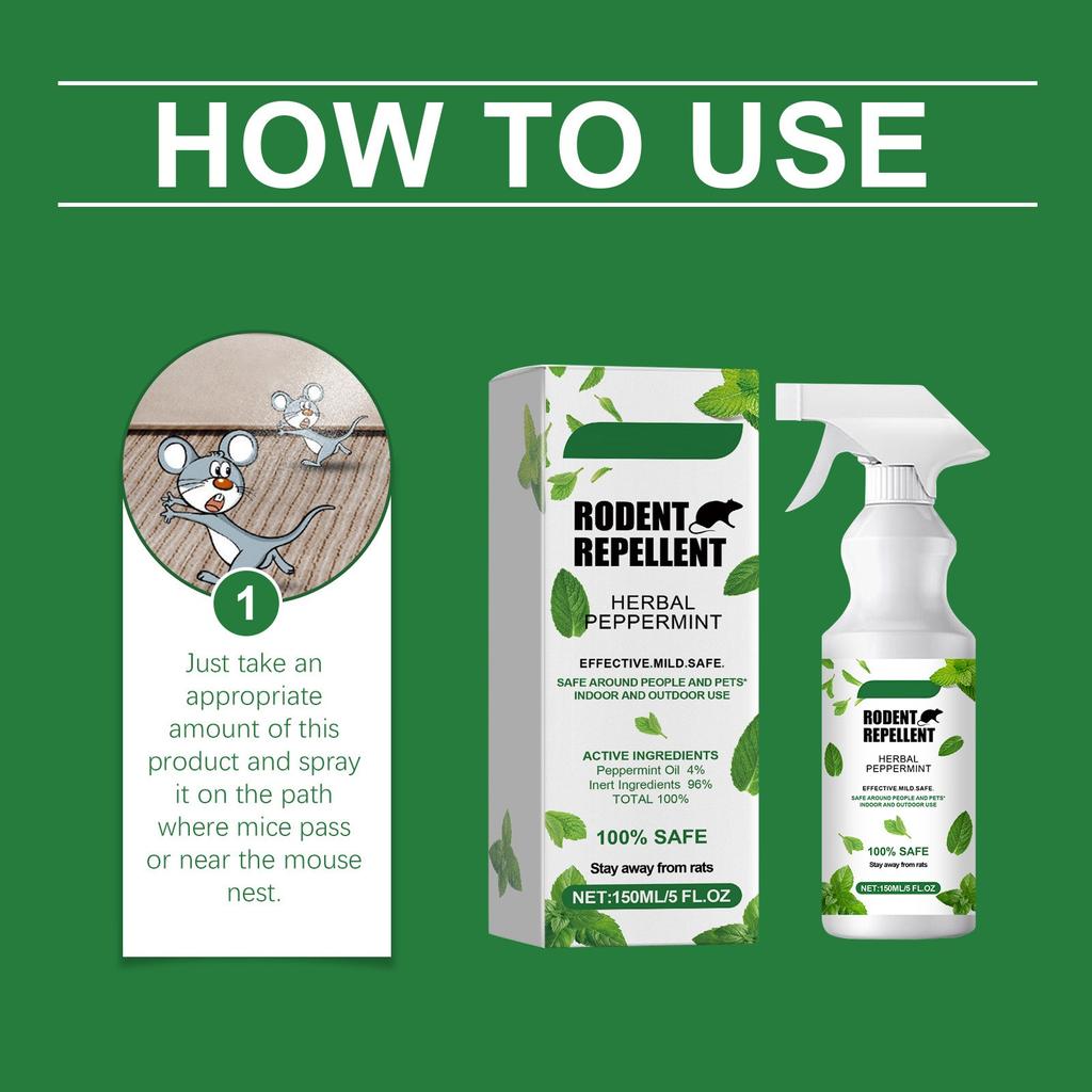 Спрей для удаления крыс со вкусом мяты для уличного сада Спрей для удаления крыс, 150 мл