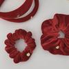 Chic Red English Label Sponge Headband & Hair Rope Set - Универсальные, высококачественные аксессуары для волос