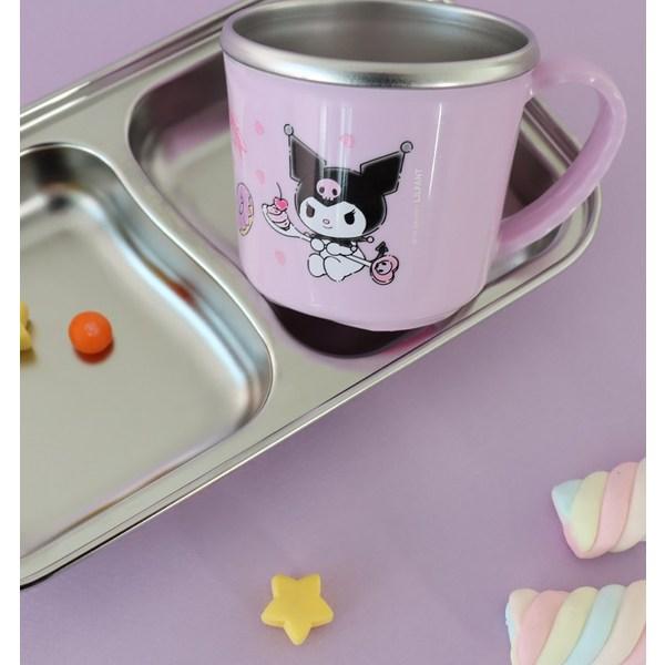 Lilpang Детская чашка Kuromi с нескользящей ручкой, нержавеющая сталь, 250 мл, разные цвета, 2 шт.