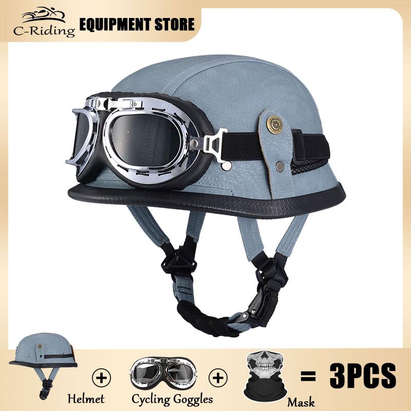 Vintage Black Retro Helmet Summer Breathable Sun Protection Lightweight Helmet Leather High Quality DOT Approved
