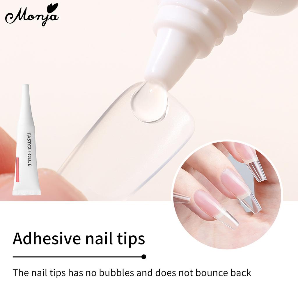 monja Быстросохнущий клей для ногтей для накладных ногтей, клей для наращивания, средство для удаления страз, отмачиваемый маникюр, набор инструментов «сделай сам»
