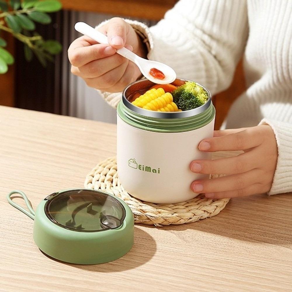 Stainless Steel Double Layers Lunch Box with Spoon Insulated Food Container Camping