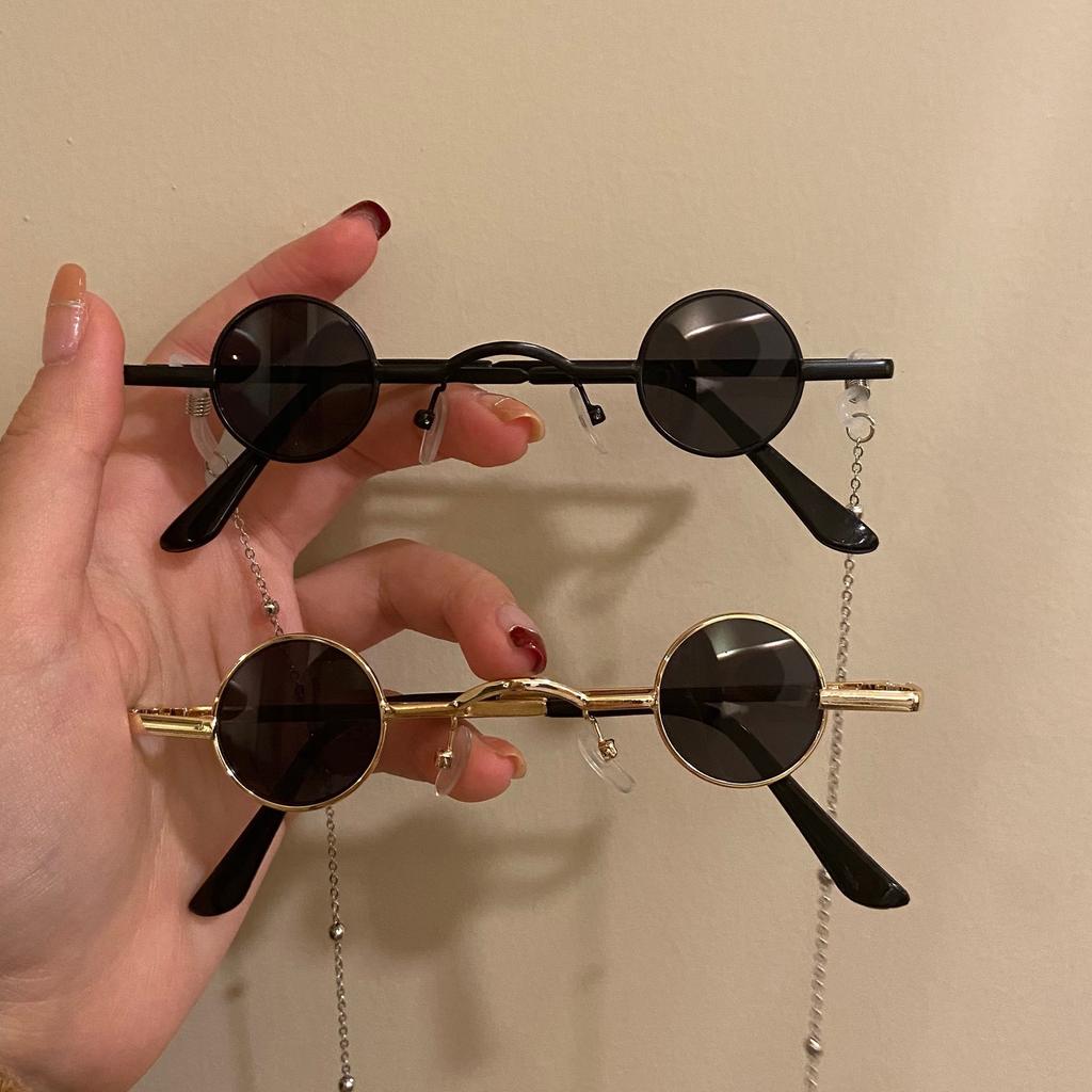 Забавные круглые маленькие очки, мужские модные маленькие линзы, солнцезащитные очки Douyin, забавные персонализированные ретро маленькие круглые солнцезащитные очки