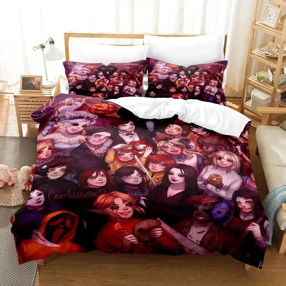 Jeff and Jane Creepypasta Bedding Set Single Twin Full Queen King Size Bed Set Adult Kid Bedroom Duvet Cover Sets 3D Print