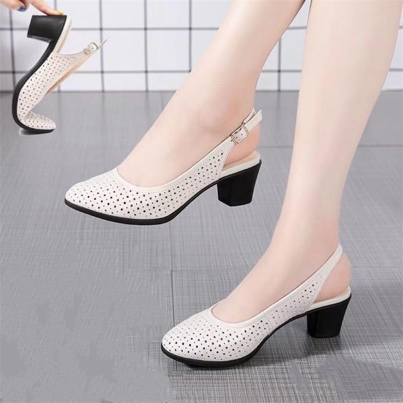 2024 Летняя обувь Женские с открытым носком Женские кожаные босоножки на высоком каблуке Повседневные босоножки на платформе Женские сандалии