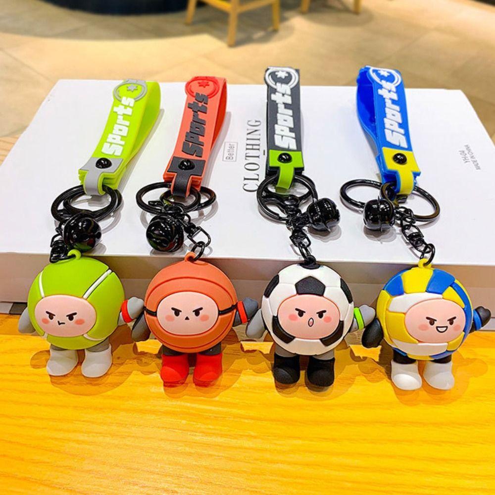 Football Volleyball Tennis Sporting Keyring PVC Volleyball Car Key Pendant  Key Ring Gift