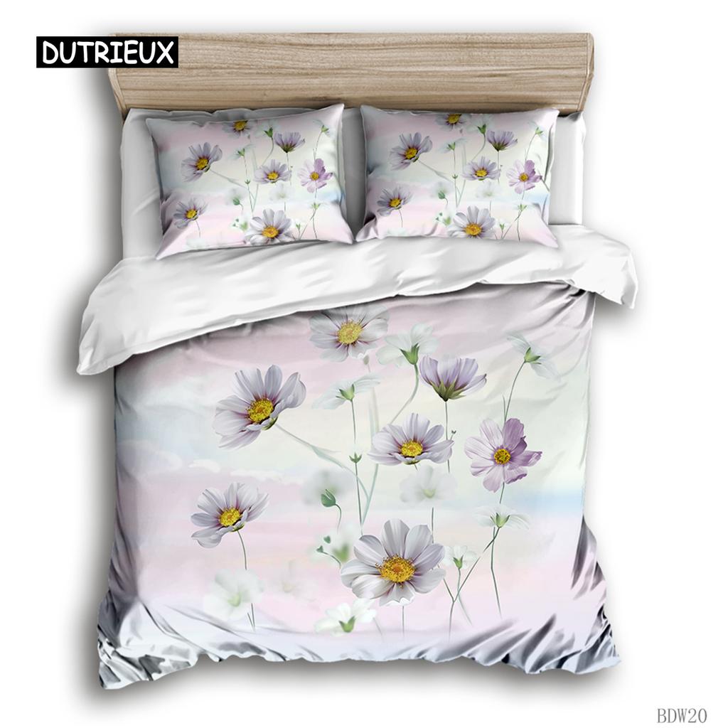 Пододеяльник с цветочным рисунком, ботанические листья, двусторонний комплект постельного белья с цветочным рисунком, натуральное растение, двуспальная кровать размера «king-size», полиэстер, одеяло