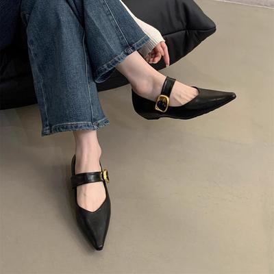 Туфли на скрытой платформе с острым носком и неглубоким вырезом, женские, новые весенне-осенние, корейская версия, французские, нежные, фея, вечерний бриз, толстый со