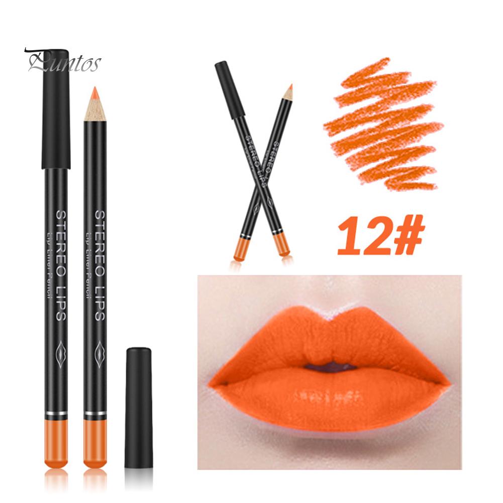 Puntos Cosmetic Vibely 12 цветов Шелковистая губная помада Карандаш водонепроницаемая прочная подводка для губ