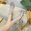 Silver Gold Sandals Peep Toe Chunky Heels New Women Wedding Shoes Ankle Boots Sandal Open Toe High Heels Dress Gold Bling Pump