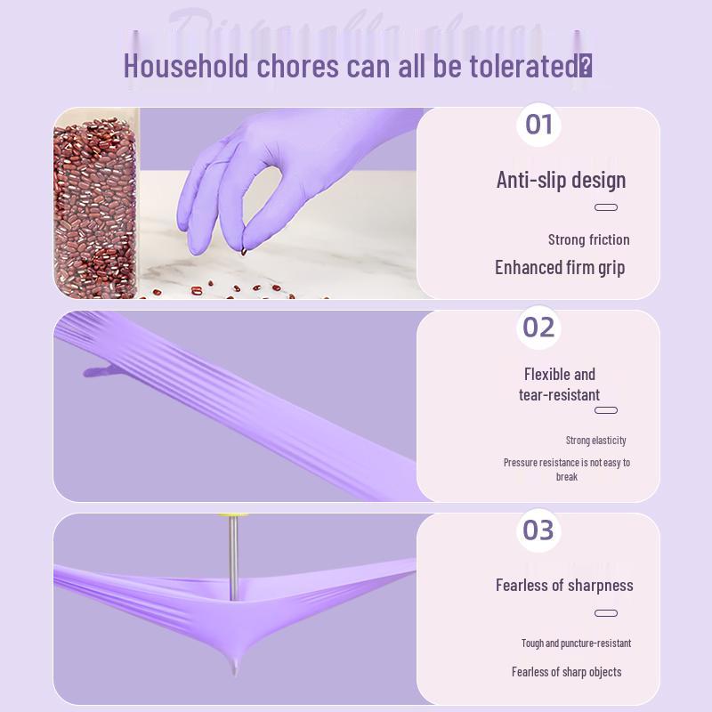 Прочные нитриловые перчатки для мытья посуды 12 дюймов - Без латекса, Водонепроницаемые, Пищевые, Одноразовые для уборки кухни