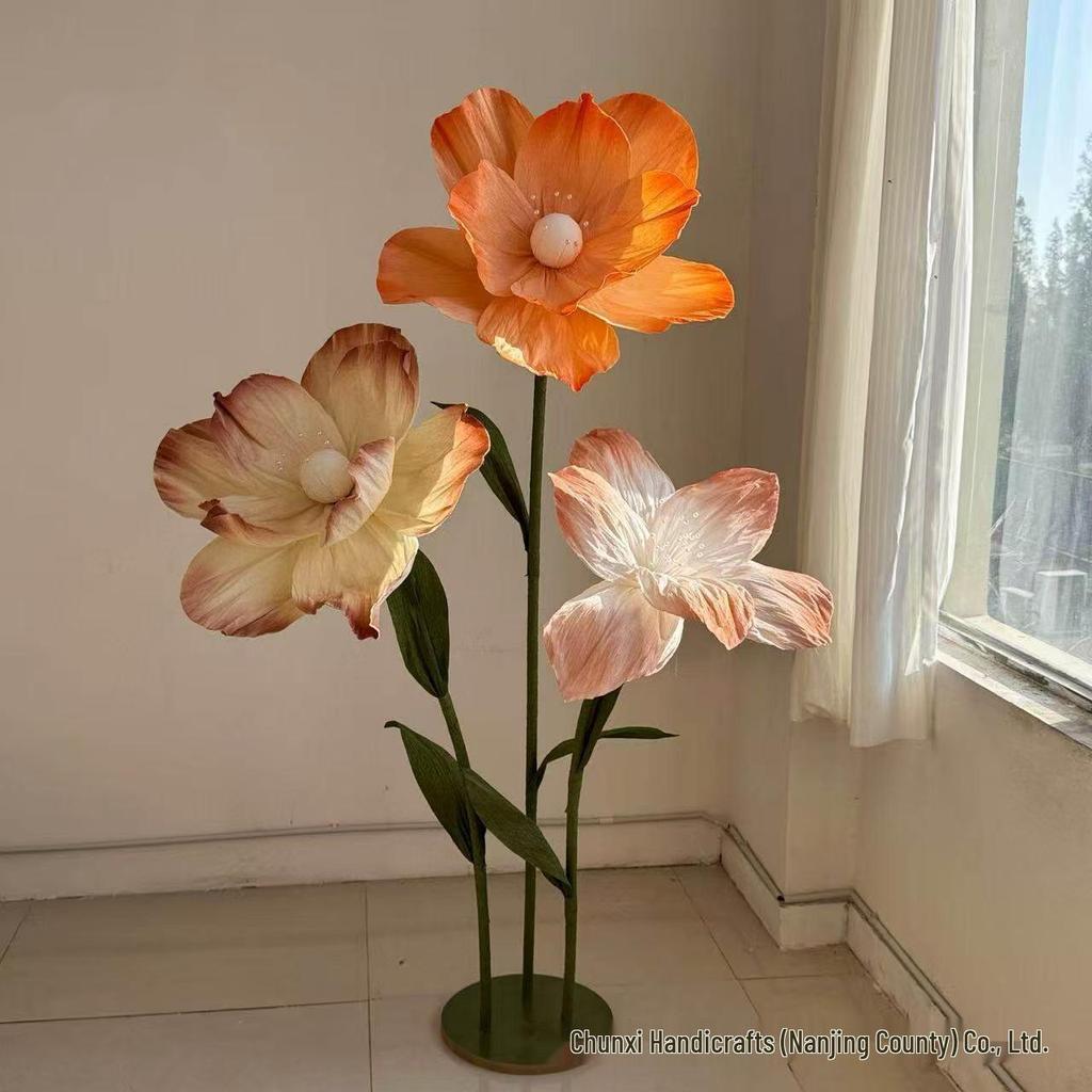 Giant Coffee-Colored Autumn Paper Poppy Flowers for Wedding and Window Displays