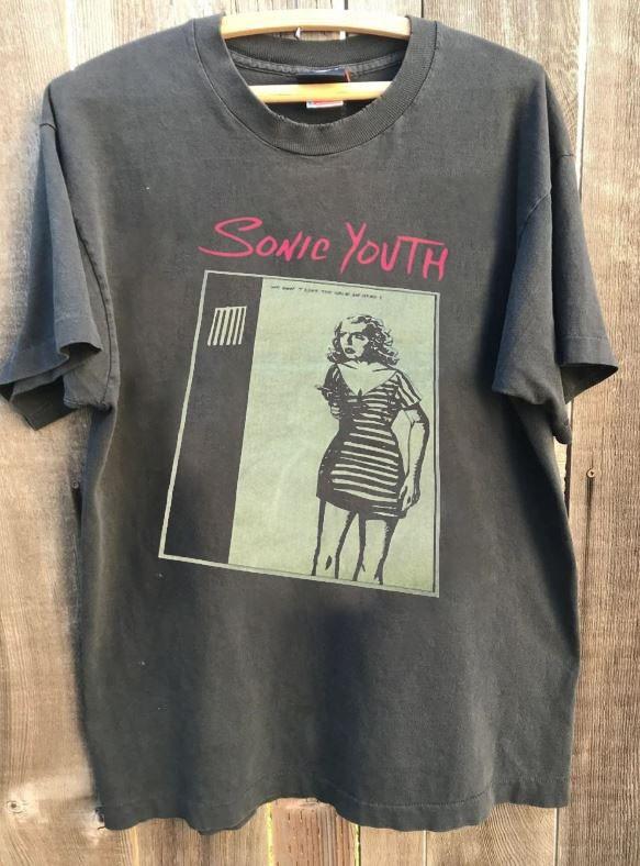 Футболка с логотипом группы Sonic Youth Редкий дизайн Угольно-серый Унисекс S5XL KH16844 Унисекс Футболка