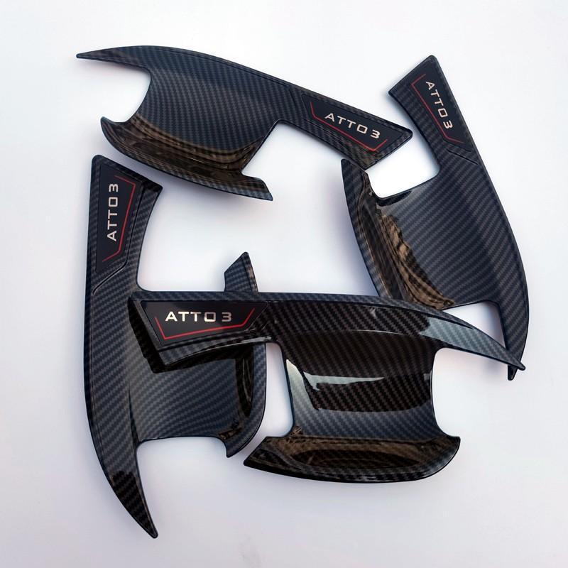 For BYD Atto3 Atto 3 2022  Car Accessories ABS Carbon Fiber Style Door Handle Bowl Cover Trim Protective Cover