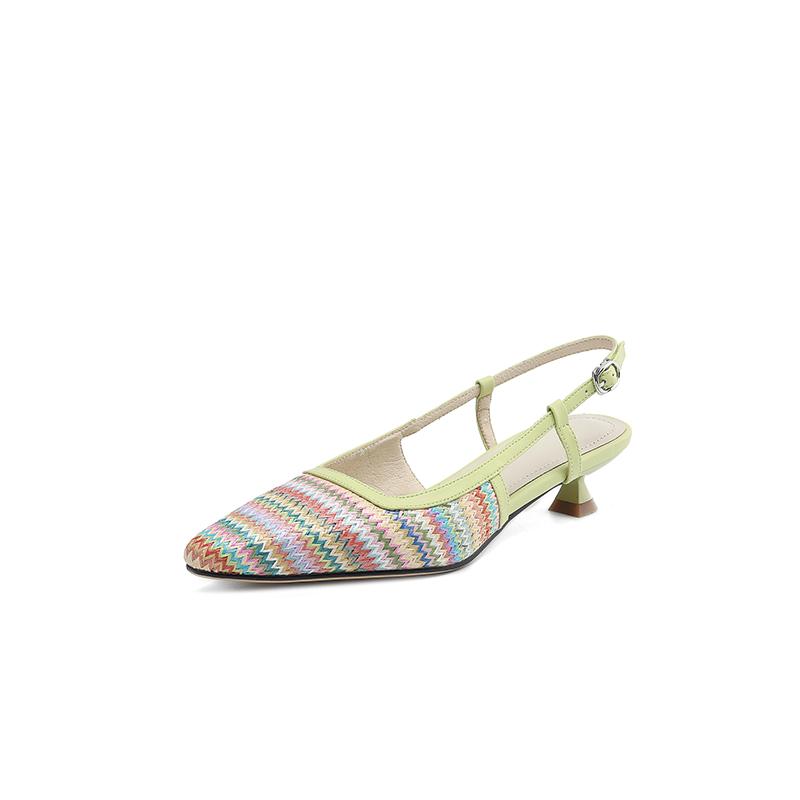 Fashion New Summer Sandals Multicolour Sandals for Women Fashion Square Toe Low Heels Cover Toe Sandals Ladies Shoes Casual Shoes