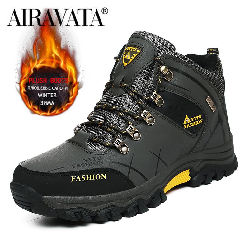 Men Winter Boots Plush Warm Hiking Shoes Man Outdoor Trainers Male Work Shoes Size 39-47