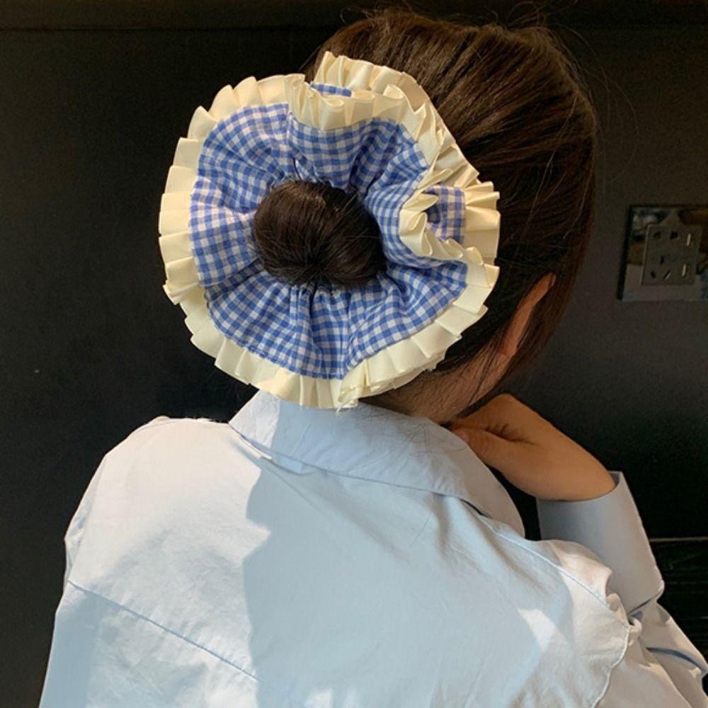 Тканевые резинки для волос с решеткой, милые большие резинки для волос, модные рюши для волос, веревки для вечеринок