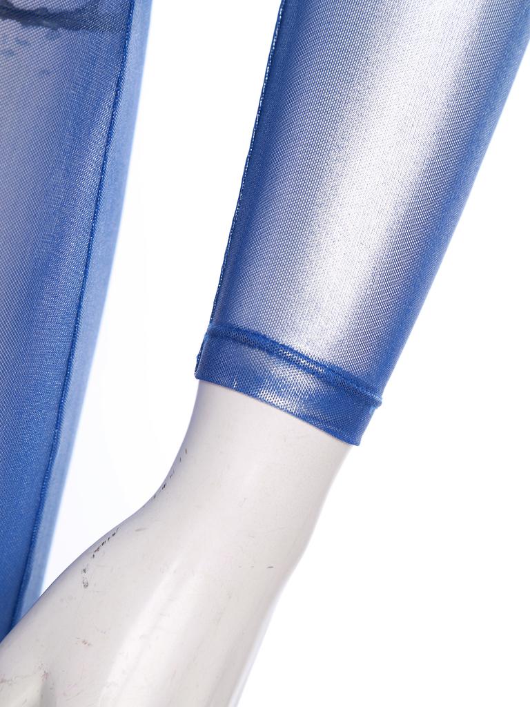 Женский блестящий металлический комбинезон-боди с длинным рукавом, леггинсы с высокой талией, комбинезон с молнией сзади