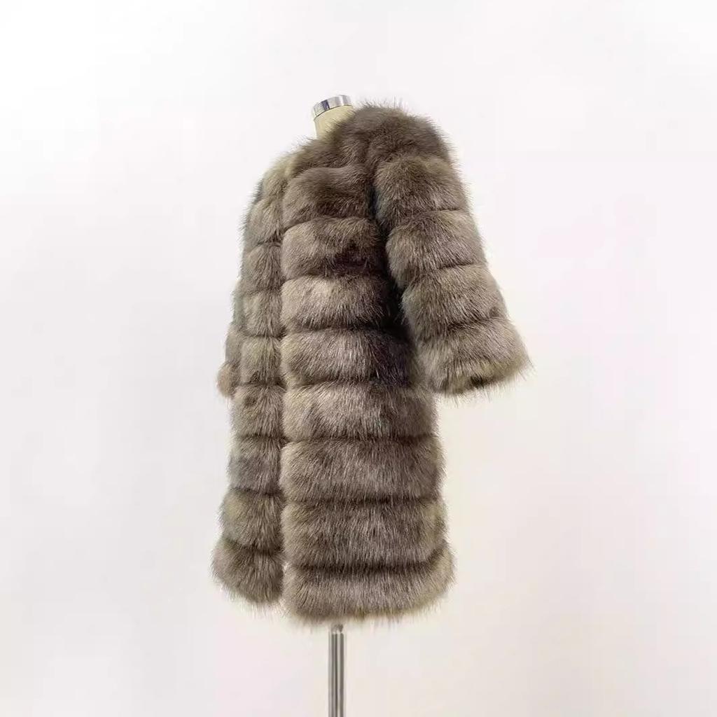 Меховая куртка женская новая осенне-зимняя одежда верхняя одежда темперамент модный искусственный мех сращивание имитация меха лисы теплое пальто