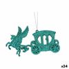 Christmas Bauble Magical Carriage Green Plastic Glitter 15 X 8.5 X 4.5 Cm (24 Units)
