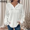 Женская мода повседневная весна осень однотонные принты с длинным рукавом с капюшоном блузки и рубашки