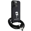 Karl Lagerfeld KLHCP15LSASKNPSK iPhone 15 Pro 6.1" hardcase black/black Crossbody Saffiano Monogram Metal Pin Karl & Choupette