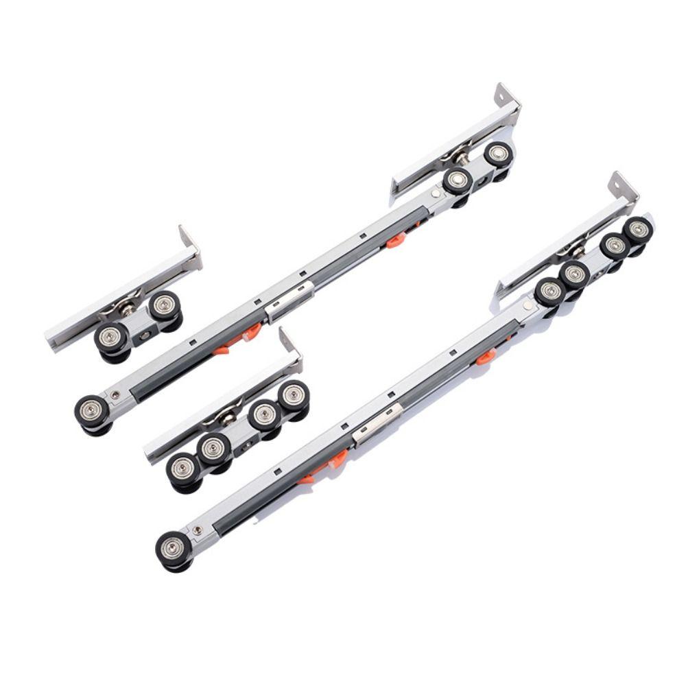 Wardrobe Rail Track Full Set Metal Door Rollers Kit Universal Rail Track Pulley Sliding Door