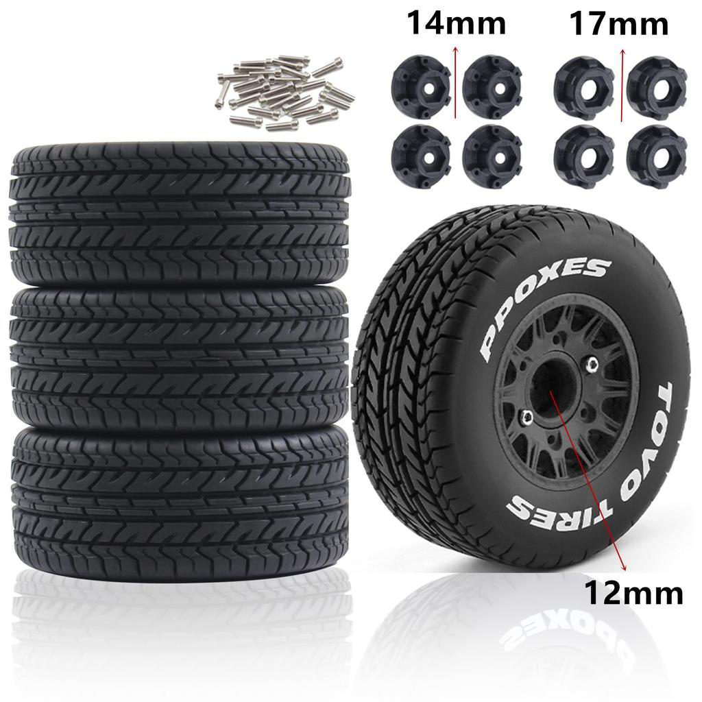 1/10 1/8 RC Short Course Tires Truck Tires OD 4.33" And Wheels 12mm 14mm 17mm Hex for 1:8 1:10 Scale Off Road Truck Car Traxxas