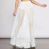 Sexy Skirt Shiny Elastic High Waist Perspective Rhinestones Decor Maxi Skirt