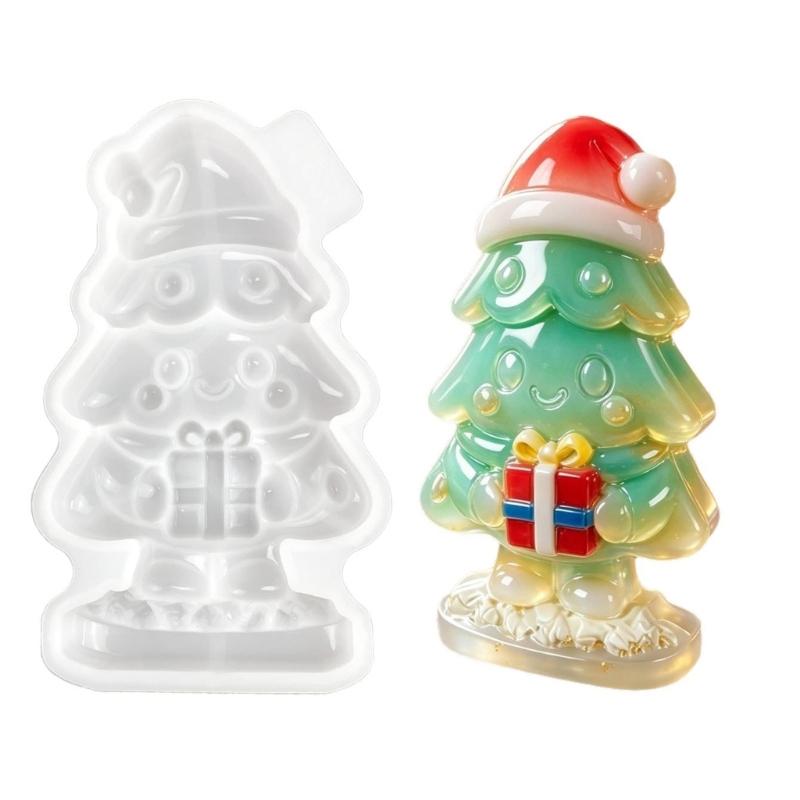 Flexible Cartoon Christmas Tree Figure Silicone Mold with Smooth Interior for Shaping Cakes, Chocolate, Puddings, Mousses, and Plasters Decorations