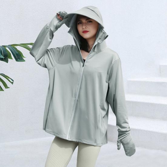 Женская толстовка с капюшоном и защитой от солнца UPF 50+, на молнии, с длинными рукавами и перчатками для пеших походов, велоспорта, альпинизма, активного отдыха
