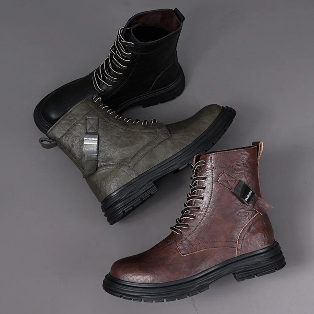 Ковбойские сапоги в стиле вестерн, модная мужская обувь, рабочие ботинки, модные мужские мотоциклетные ботинки, высокие ботинки на молнии в стиле ретро для мужчин