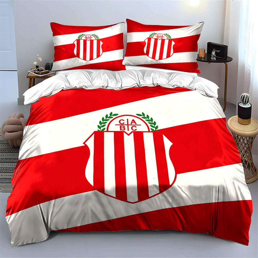 Red and White Striped Shield Bedding Bedding Duvet Cover Set Duvet Cover Pillowcases (1 * Duvet Cover 2 * Pillowcases, without duvet insert)
