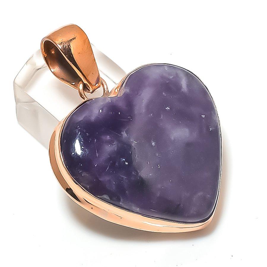 Lepidolite Gemstone Copper Jewelry Pendant 1.81"