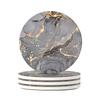 HAOCOO Stylish Ceramic Coasters with Marble Pattern and Cork Backing, Set of 4, Round, for Mugs and Tea, Insulating, Better Than Diatomaceous Earth,