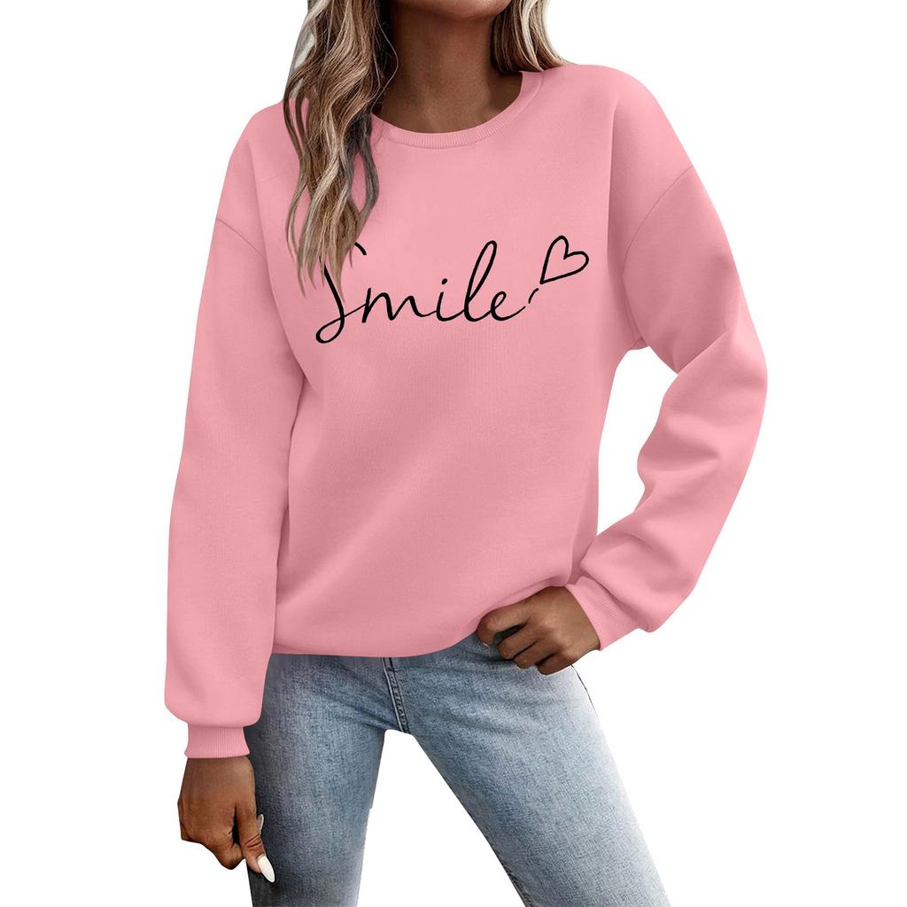 Women's Autumn And Winter Round Neck Long Sleeve Top Small Printed Casual Sweater