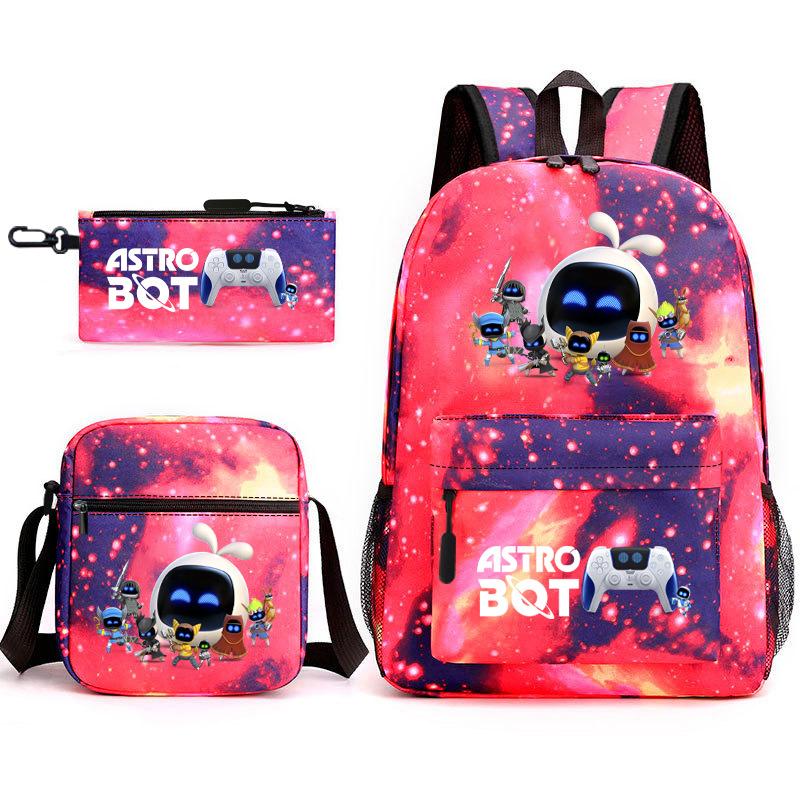 Teen Schoolbag, Universe Robot, Primary School Student Starry Sky Personality Heat Transfer Backpack Three-piece Set