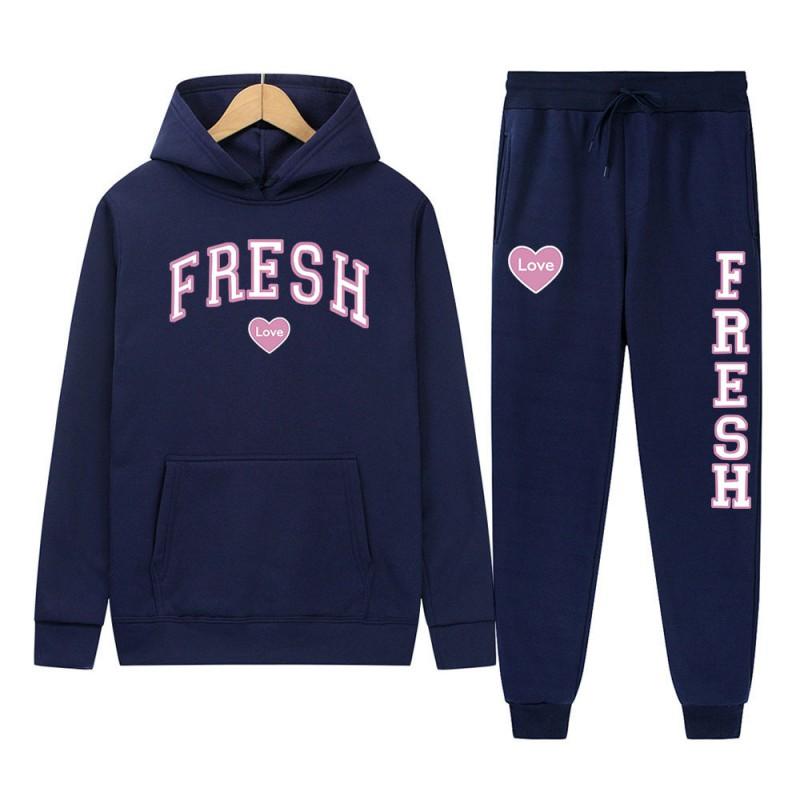 Y2K Hoodie Set Streetwear Tracksuit Unisex Thick Long Sleeve Sweatshirt Pants Fall Winter